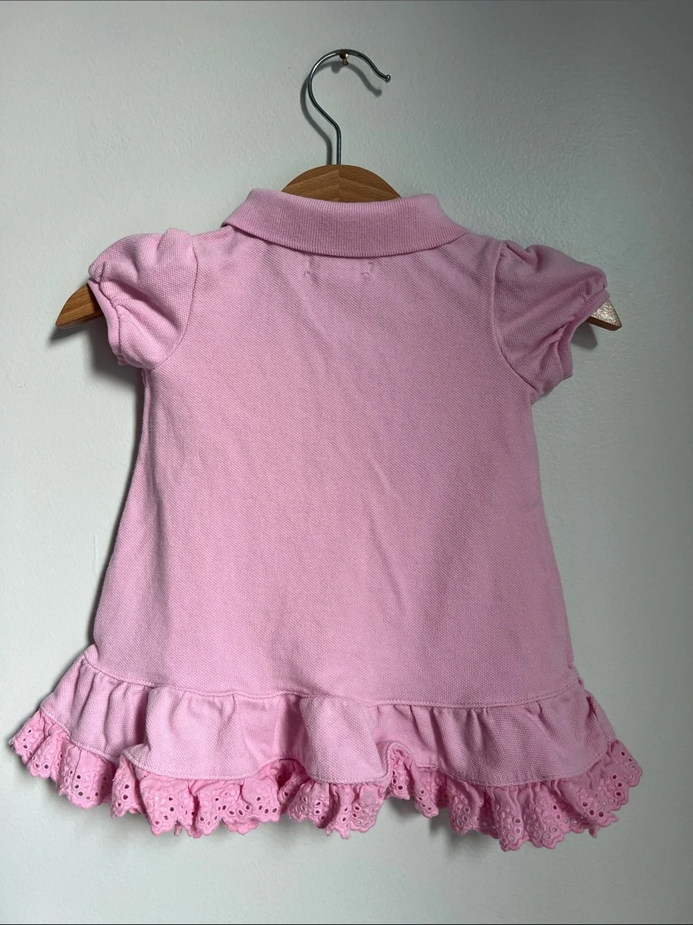 Ralph Lauren | Light Pink Polo Dress with Eyelet Ruffle #300126017 Size 6M